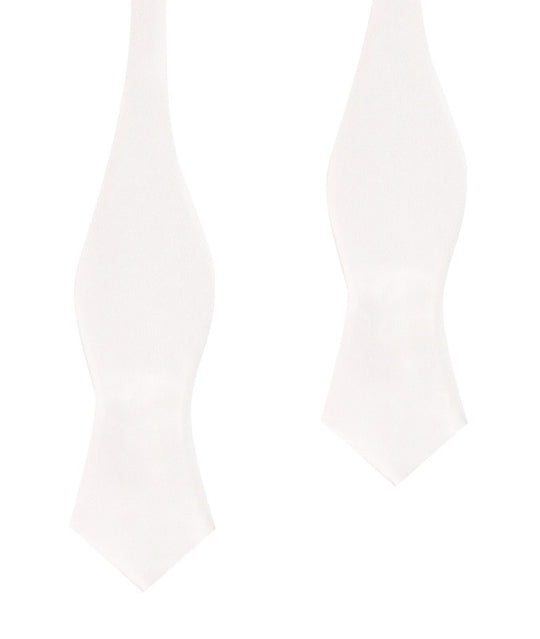 Ivory Satin Self Tie Diamond Tip Bow Tie
