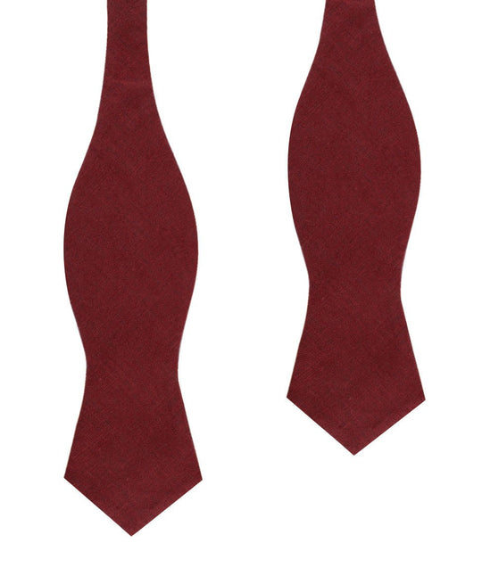 Maroon Slub Linen Self Tie Diamond Bow Tie