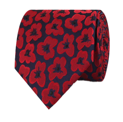 Red Poppy Floral Necktie
