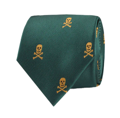 Skull & Crossbones Green Tie