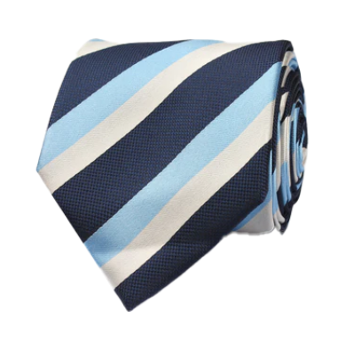 Silver Navy and Light Blue Striped Tie