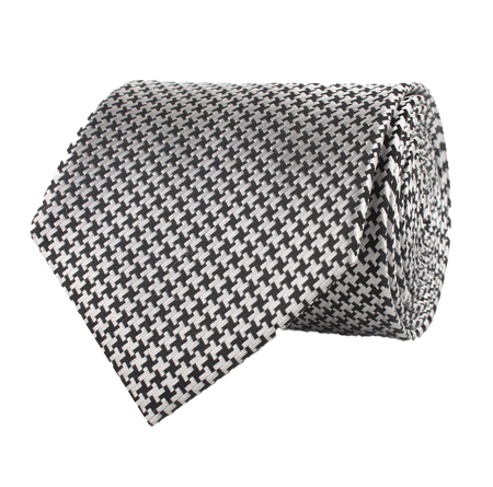 Black & Silver Houndstooth Pattern Necktie