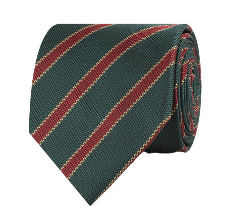 Canterbury Green with Royal Red Stripes Necktie