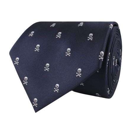 Navy Blue Pirate Skull Necktie