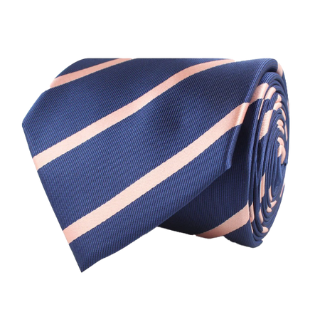 Navy Blue with Peach Stripes Necktie