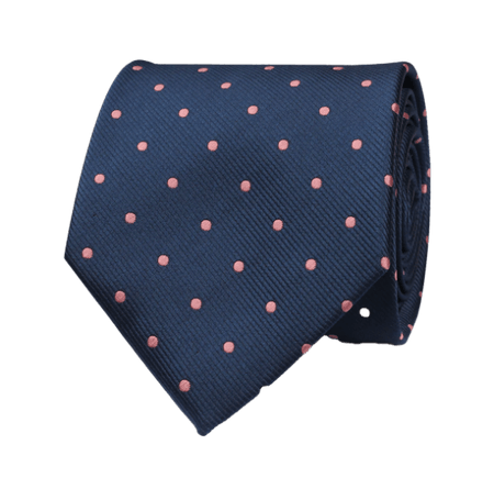 Navy Blue with Pink Polka Dots Tie