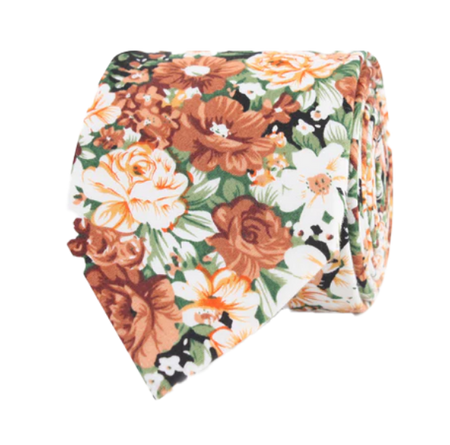 San Pietro Orange Floral Tie