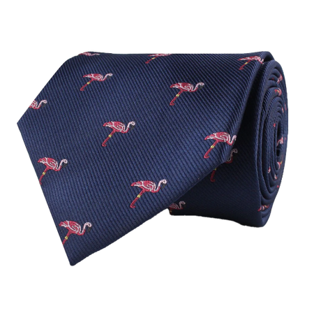 The Navy Blue Pink Flamingo Necktie